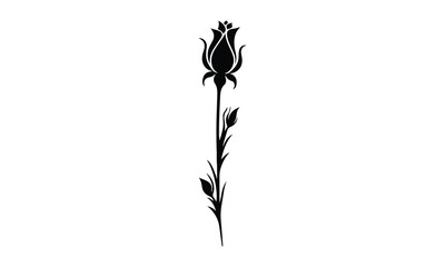 Roses tattoo, Black roses vector, Black silhouette rose, silhouette rose.
