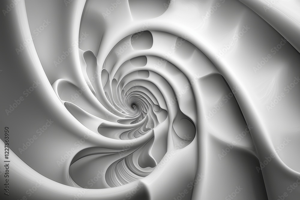 Poster endless black-and-white spirals creating a mesmerizing effect.