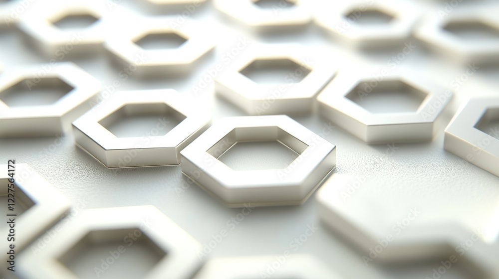 Poster repeating line-based hexagons gently rotated and layered