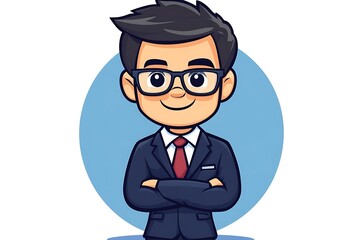 Smiling Young Businessman Digital Art Character