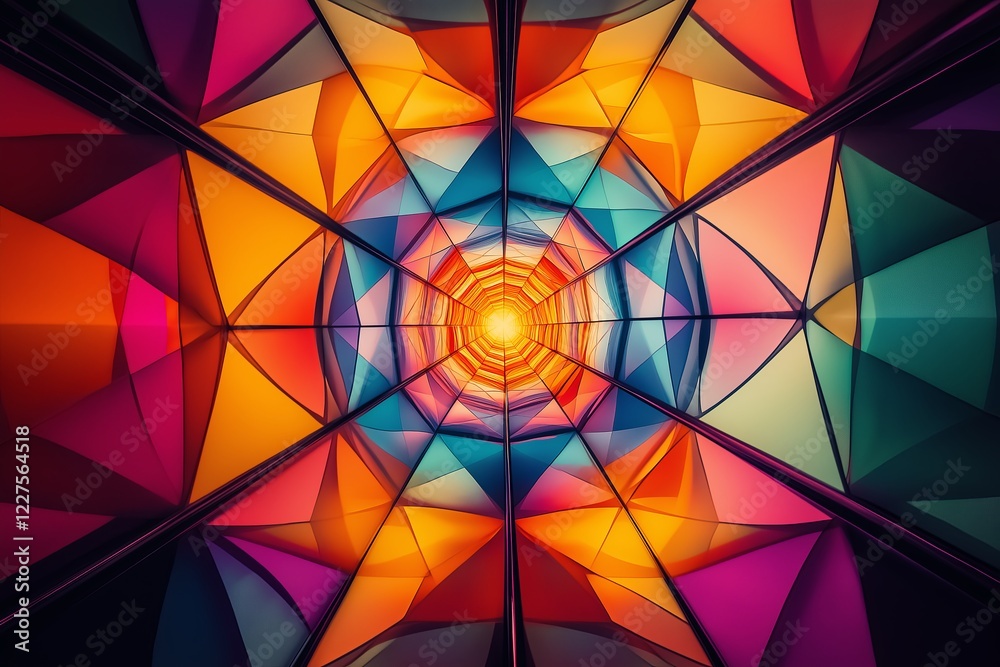 Fototapete Geometric patterns shifting dynamically in a kaleidoscopic view