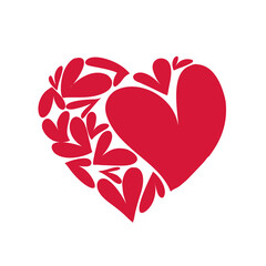 Colorful patterned heart shape for valentines or wedding day background. Red and pink heart pattern.