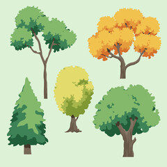 various simple flat trees for decorating to gardening your graphic. vector, illustration design.