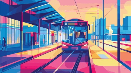 City Transport Bus Flat Vector Illustration