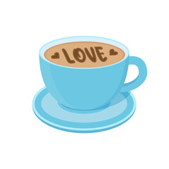 Cup of coffee with sign 