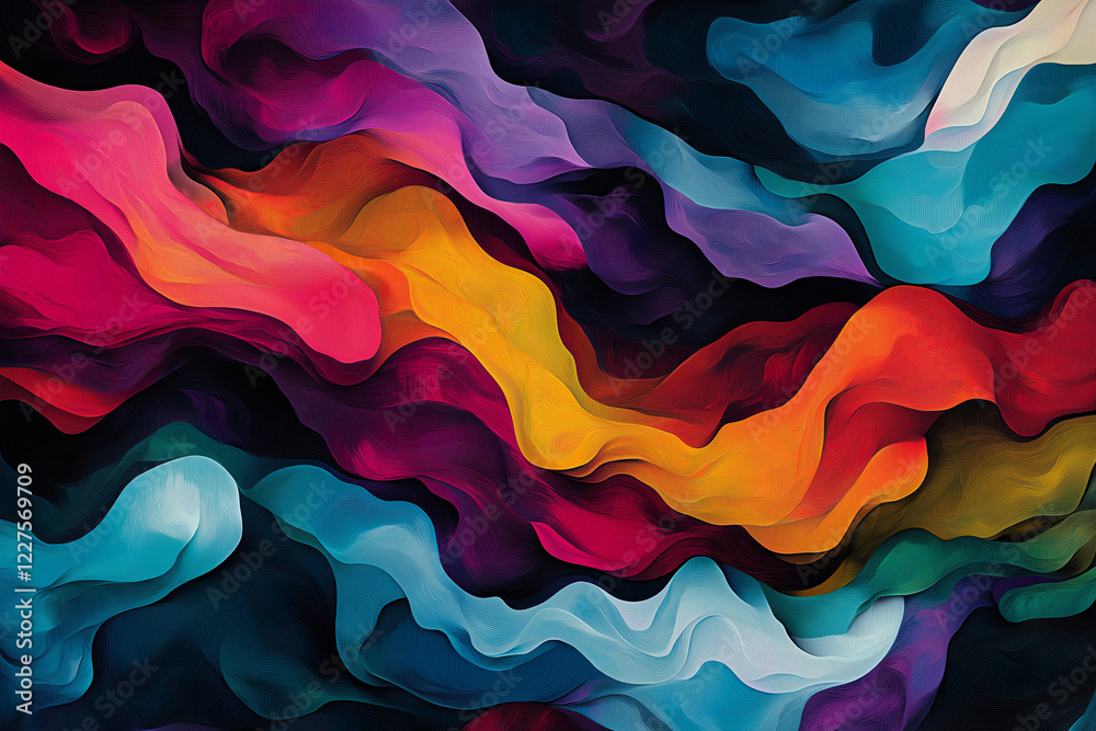 Poster vibrant waves of color seamlessly blending into each other