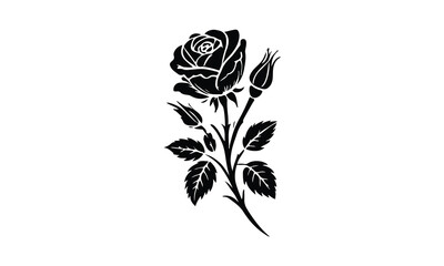 Roses tattoo, Black roses, Black silhouette of rose, Valentines day silhouette of rose.
