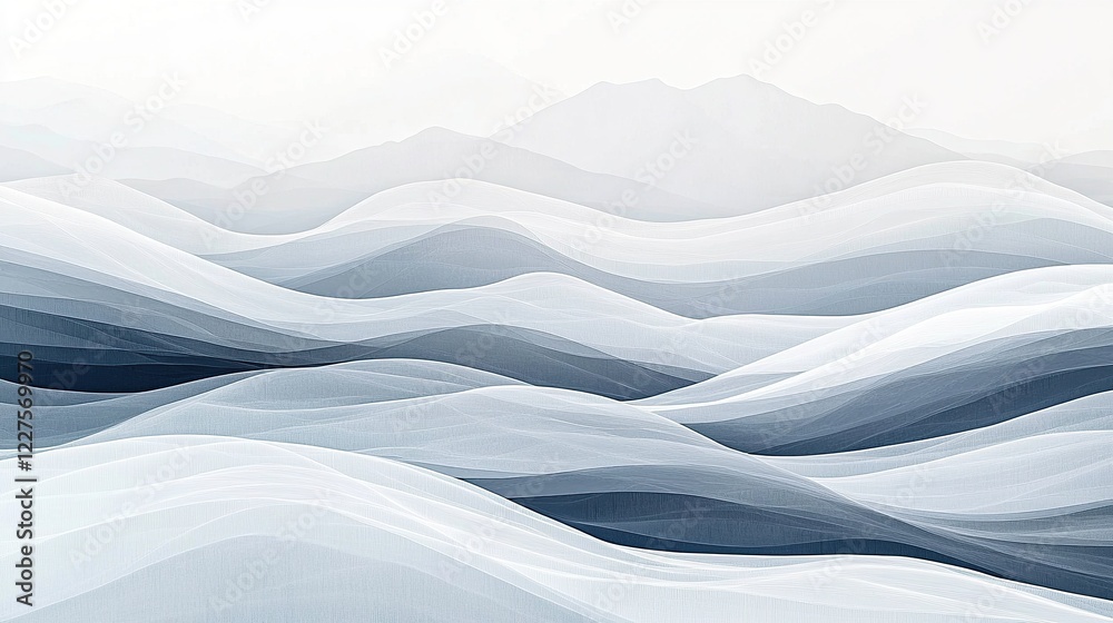 Poster soft minimalist wave-like line formations creating a layered effect across the canvas