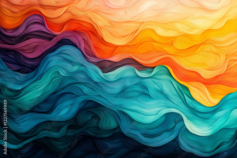 Poster vibrant waves of color seamlessly blending into each other