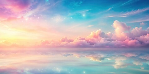 Obraz premium A serene and dreamy atmosphere with a vibrant gradient background featuring soft pastel colors blending seamlessly into each other, soothing palette, calming atmosphere