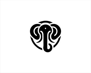 Elephant silhouette logo design icon vector illustration. Black color Elephant logo template