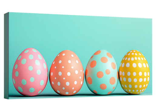 Easter Concept: Pattern of colorful Easter eggs over blue background