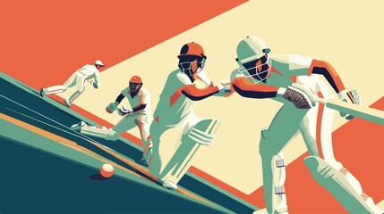 Indian Cricket Sports Flat Vector Illustration