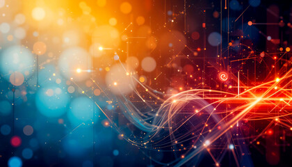 Obraz premium Dynamic Abstract Technology Background with Glowing Elements