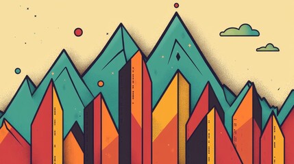 Obraz premium Revenue growth flat design side view economic expansion theme cartoon drawing triadic color scheme.