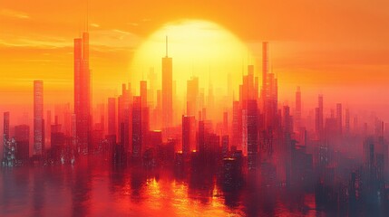 silhouette of the city during sunset