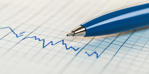 Blue Ballpoint Pen on Top of Graph Paper