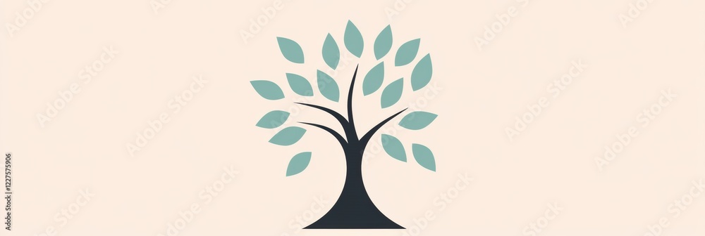 Fototapete tree icon displaying branches and green leaves set against a simple background illustrating nature a