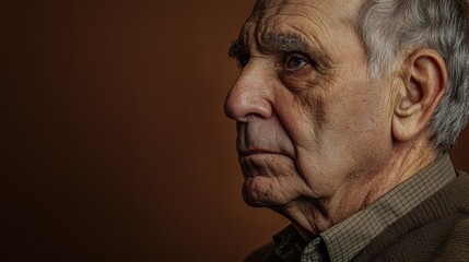 Obraz premium Portrait of Elderly Man Profile Dramatic Lighting Studio Photography