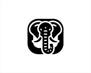 Elephant silhouette logo design icon vector illustration. Black color Elephant logo template