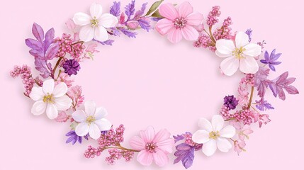 Fototapeta premium Wildflower Crown Design, a hand-painted watercolor illustration featuring a delicate arrangement of flowers, perfect for summer-themed decor and stationery accents