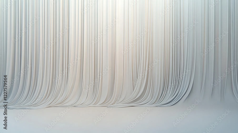 Poster thin undulating wave-like lines cascading downward