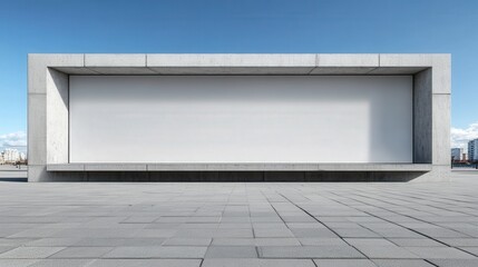 Minimalist Concrete Outdoor Advertisement Space with Clear Sky and Paved Floor for Commercial Use