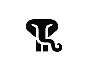 Elephant silhouette logo design icon vector illustration. Black color Elephant logo template