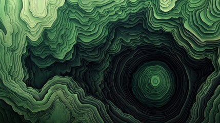 Dynamic abstract background with layered green patterns in a mesmerizing topography visual