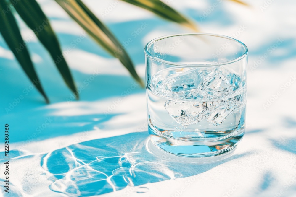 Poster a minimalist depiction of a glass with only a small amount of water at the bottom, symbolizing insuf