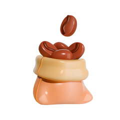 3D Icon Coffee Beans in Sack Illustration