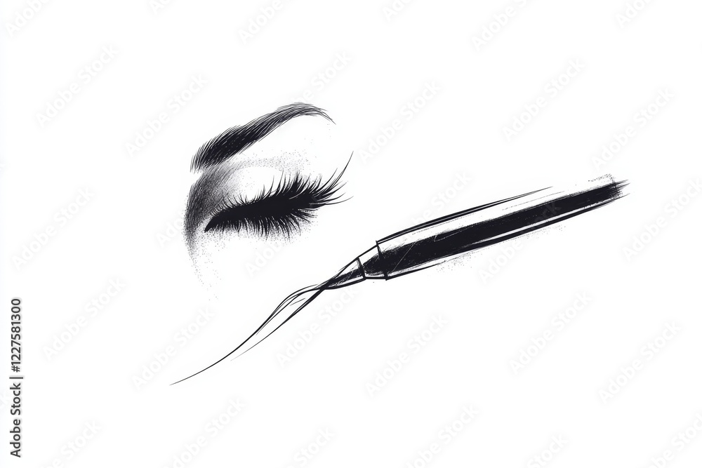 Poster A minimalist design of a single flowing line creating the shape of a hand holding a pen, symbolizing fluency in writing