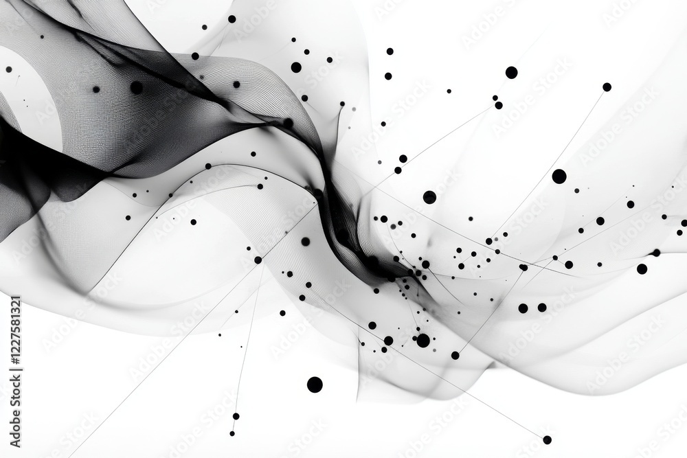 Poster A minimalist depiction of interconnected dots and lines forming a fluid pathway, symbolizing fluency in thought and action