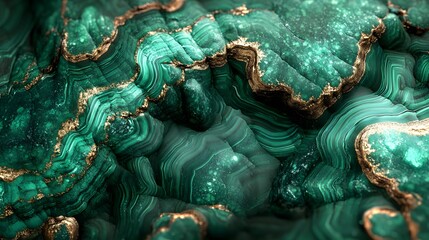 Artistic Representation of Malachite Crystal with Geological Textures for Unique Abstract Designs