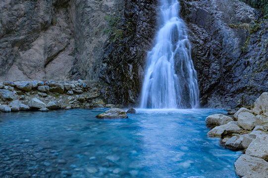 Setti Fatma waterfall of Lourika in Al Haouz mountains in marrakec hvicinity