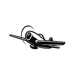  Classic Fighter Plane Vector. WW2 Plane Monochrome Vector Isolated