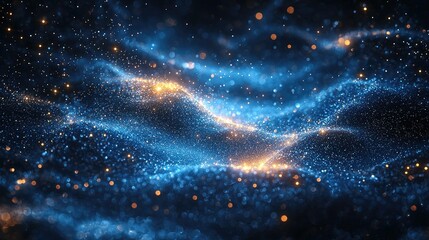 Obraz premium Abstract Blue And Gold Glitter Wave Design