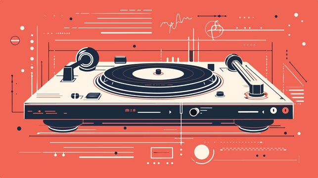 Professional DJ Turntable Music Flat Vector Illustration
