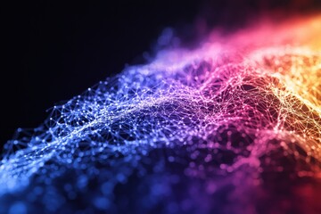 A vibrant, abstract image showing colorful waves of light and energy, creating a mesmerizing visual effect against a dark background.