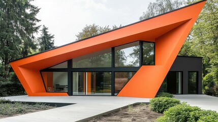 Modern Architecture with Bold Orange Exterior Design