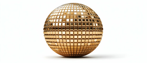 Fototapeta premium Gold disco ball, white background, party