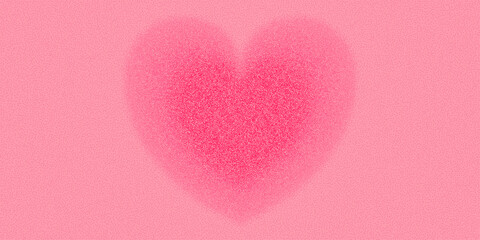 Fototapeta premium Abstract pink gradient background in y2k aesthetic. Pink girly banner with blurry heart, romantic poster for valentine's day, aura.