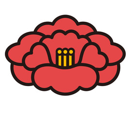 花のアイコン。牡丹や芍薬などの季節の花。シンプルなイラスト素材。