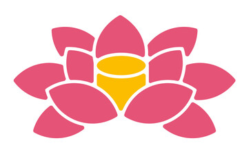 花のアイコン。ハスやスイレンなどの季節の花。シンプルなイラスト素材。