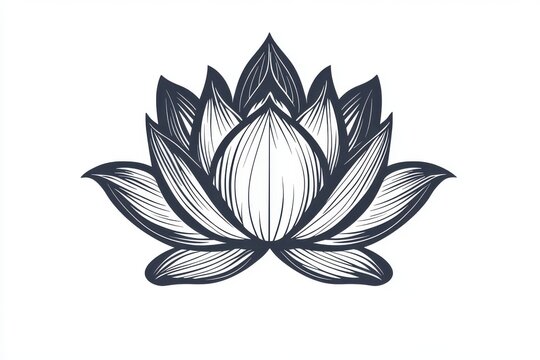 lotus flower black and white design clip art preview