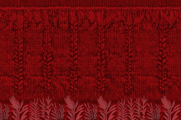 Red knitted pattern design line for christmas or winter season with different corner, divider and