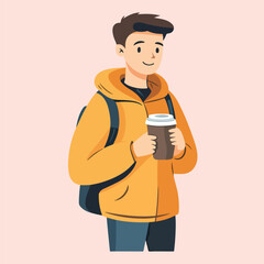 Cartoon man holding A Drink Vector Illustration