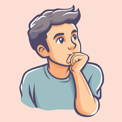 Thinking Young Male Vectors Illustration