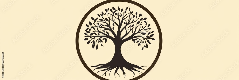 Fototapete exploring the symbolism of the tree of life with roots connecting to nature and humanity. generative