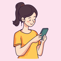 A girl using smartphone vector illustration